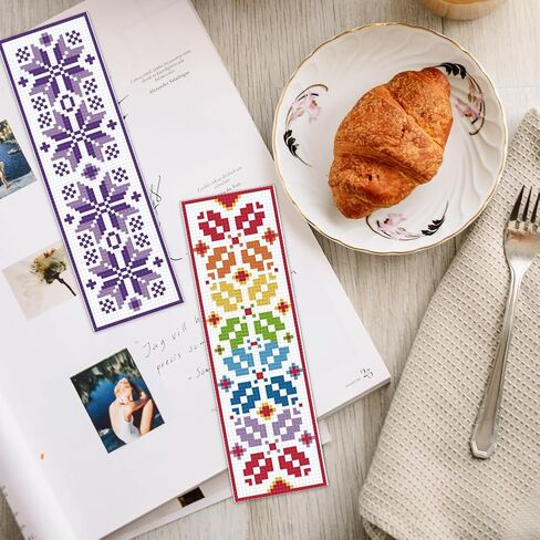 INFUNLY 6pcs Red Rose Cross Stitch Bookmark Kits DIY Sunflower Peach Blossom Embroidery Bookmark Kits for Beginners with Instruction Blue Flower Bookmark Making Kit for Book Lovers Readers Women Gifts in Saudi Arabia