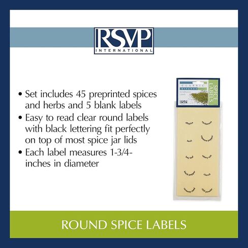 RSVP International Kitchen Organization Collection Spice Labels, Round, 50 Count in Kuwait