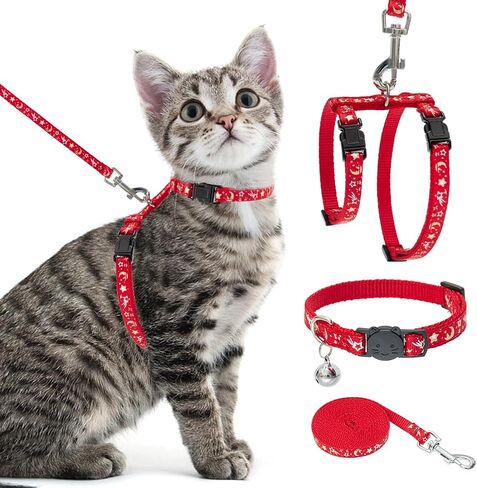 PAWCHIE Cat Harness and Leash Set, Cats Escape Proof-Adjustable Kitten Harness Lightweight Soft Outdoor Walking Travel Pet Safe Harness, Puppy Harness for Girl Cats Bunny Rabbit Small Dog, Pink S in Kuwait