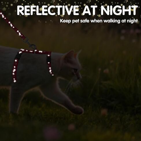 PAWCHIE Cat Harness and Leash Set, Cats Escape Proof-Adjustable Kitten Harness Lightweight Soft Outdoor Walking Travel Pet Safe Harness, Puppy Harness for Girl Cats Bunny Rabbit Small Dog, Pink S in Kuwait