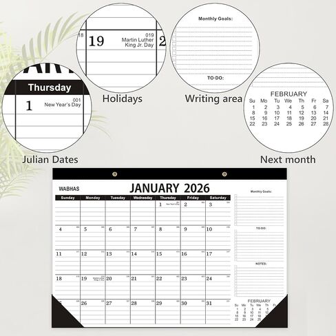 Desk Calendar 2025-2026 -18 Months-JULY 2025 to December 2026,Desk calendar 2025,12x17 in,Calendar 2025-2026,Office Desk Calendar 2025-2026 in Kuwait