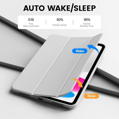Case for iPad (A16) الجيل الحادي عشر/العاشر 11/10.9 بوصة 2025/2022 ، دعم تلقائي الاستيقاظ/معرف اللمس ، معرف Trifold خفيف الوزن مع تراجع TPU الناعم لعلاج iPad 10th Gen Case ، Gray in Kuwait