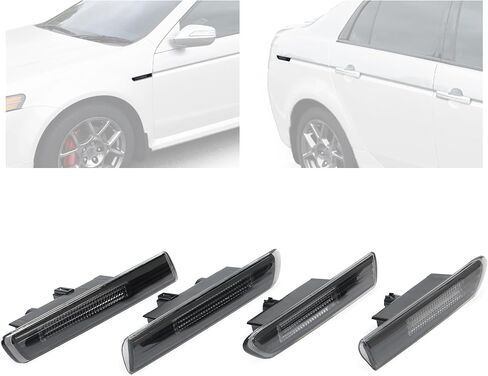 HECASA Side Marker Light Lamp 4Pcs Compatible with 04-08 Honda Acura TL Base Models Side Marker Lamps Reflectors Front Rear Smoke Lens and White LED in Saudi Arabia