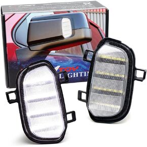 iJDMTOY Black-Out Smoked Lens Xenon White Quad-Row Full LED Strips Side Mirror Marker/Clearance Lamps Compatible With 2019-up Chevy Silverado GMC Sierra 1500 in Kuwait