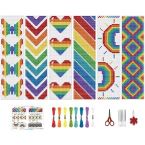 BEUNITONE Cross Stitch Bookmark Kits 6 Pcs Geometric Pattern DIY Bookmarks Cross Stitch Kits for Beginners Boho Floral Fabric Bookmark Kit Traditional Decorative Counted Cross Stitch Kit 8''x2.4'' in Kuwait