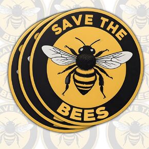 (3Pcs) Save The Bee Sticker, Round Save The Bees Sticker, Bee Sticker, Bumble Bee Decal for Car, Bee Bumper Sticker, Honey Bee Sticker - Stickers for Laptop Water Bottle Phone Car Window Helmet 3" in Kuwait