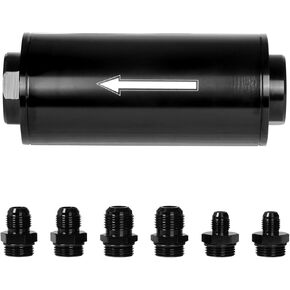 100 Micron Inline Fuel Filter, with 6AN 8AN 10AN Fitting Adapter 50MM Universal Black&Silver in Kuwait