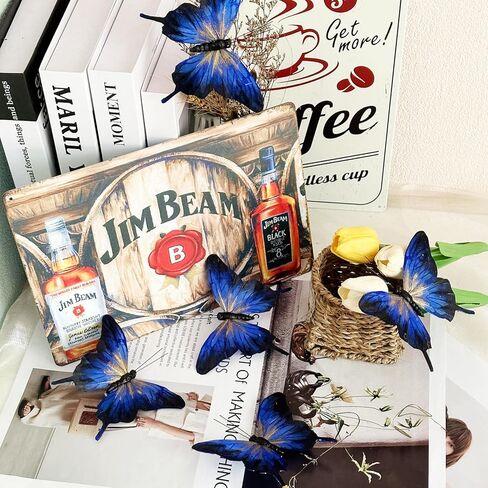 Clip on Blue Butterflies Ornament 12pcs 5-Inch Large Gold Glitter Feather Swallowtail Butterfly for Christmas Tree Decorations Wreath Crafts Birthday Party Clothes Decor (Royal Blue) in Saudi Arabia