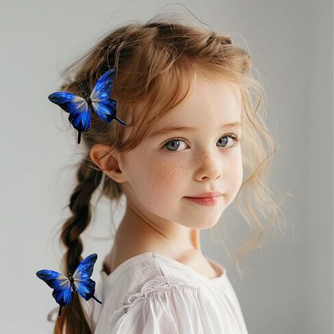 Clip on Blue Butterflies Ornament 12pcs 5-Inch Large Gold Glitter Feather Swallowtail Butterfly for Christmas Tree Decorations Wreath Crafts Birthday Party Clothes Decor (Royal Blue) in Saudi Arabia