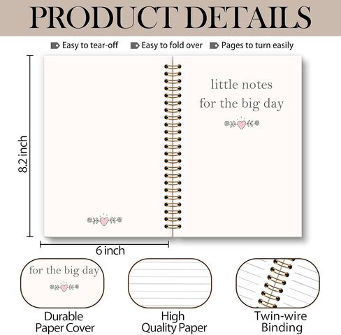 Wedding Notebook Journal, Wedding Journal, WeddingPlanning Spiral Notebook, Engagement Notebooks Gifts for Bride to Be Women, Little Notes for The Big Day Notebook for WeddingPlanner, 6x8.2In in Kuwait