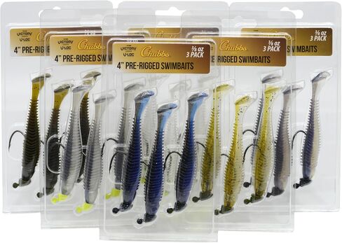 Pre-Rigged 3-4 inch Swimbait Kit | 6 Different Packs | 18-24 Total Fishing Lures in Kuwait