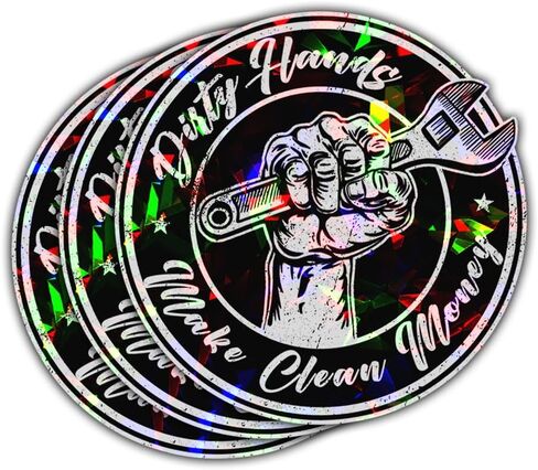 3 Pcs Dirty Hands Make Clean Money Sticker, Dirty Hands Clean Money Decal, Dirty Hands Clean Money Sticker, Welding Mechanic Lineman Blue Collar Stickers for Laptop Bottle Phone Car Helmet 3"x3" in Kuwait