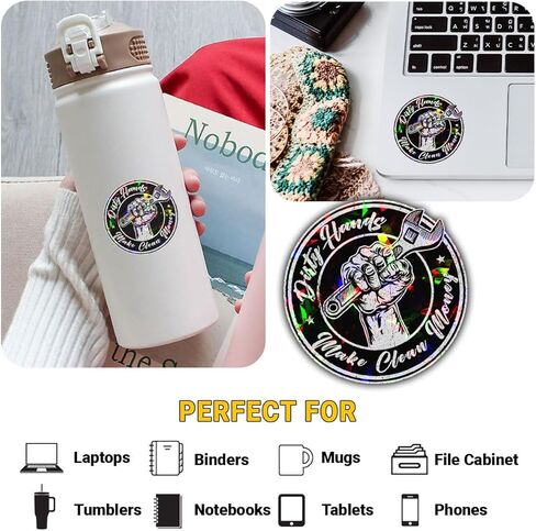 3 Pcs Dirty Hands Make Clean Money Sticker, Dirty Hands Clean Money Decal, Dirty Hands Clean Money Sticker, Welding Mechanic Lineman Blue Collar Stickers for Laptop Bottle Phone Car Helmet 3"x3" in Kuwait