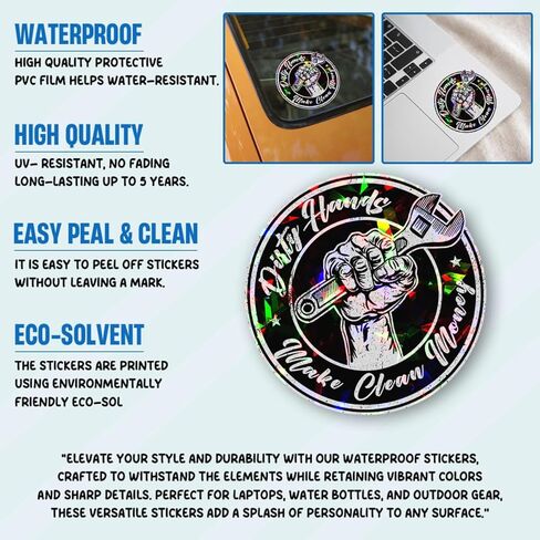 3 Pcs Dirty Hands Make Clean Money Sticker, Dirty Hands Clean Money Decal, Dirty Hands Clean Money Sticker, Welding Mechanic Lineman Blue Collar Stickers for Laptop Bottle Phone Car Helmet 3"x3" in Kuwait