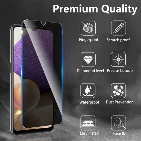 3+3 Pack Privacy Screen Protector Designed for Samsung Galaxy A23 4G/5G With 3 Pack Camera Lens Protector,Full Coverage Anti-Spy Tempered Glass Film,9H Hardness,Bubble Free,Easy to Install in Saudi Arabia