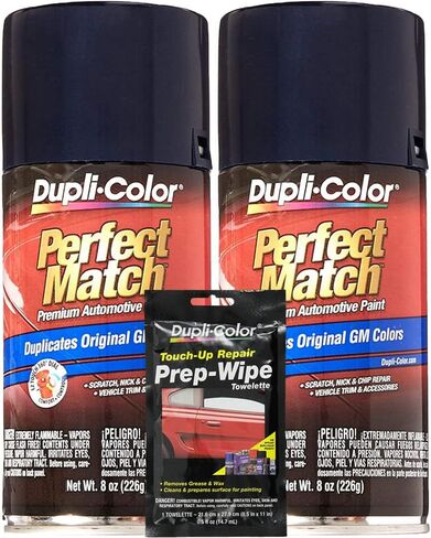Dupli-Color Metallic Navy Blue Exact-Match Automotive Paint Compatible with GM Vehicles - 8 oz, Bundles with Prep Wipe (3 Items) in Saudi Arabia