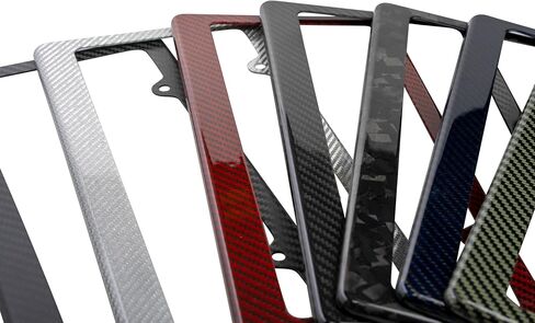 100% Real 3k Twill Weave Carbon Fiber Car License Plate Frame, UV Protection, Front Rear Universal Fit USA Canada Mexico Standard Size tag Holder (Red) in Saudi Arabia