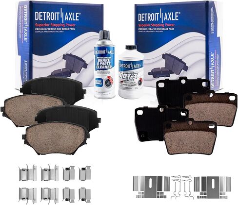 Detroit Axle - منصات الفرامل لعام 2004 2005 Toyota RAV4 ، وسادات الفرامل الأمامية والخلفية مع استبدال الأجهزة in Saudi Arabia