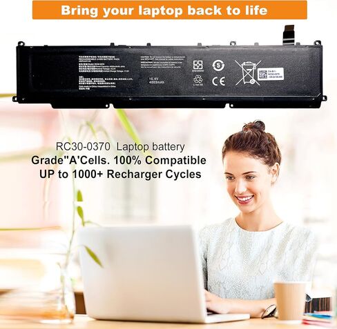 RC30-0423 Laptop Battery Compatible with Razer Blade 17 RTX 3080 Ti/Razer Blade 17 Early 2022 / Razer Blade Pro 17 RTX 3080 Series Laptop RZ09-0368 Battery 15.4V 82Wh/5329mAh 8-Cell in Saudi Arabia