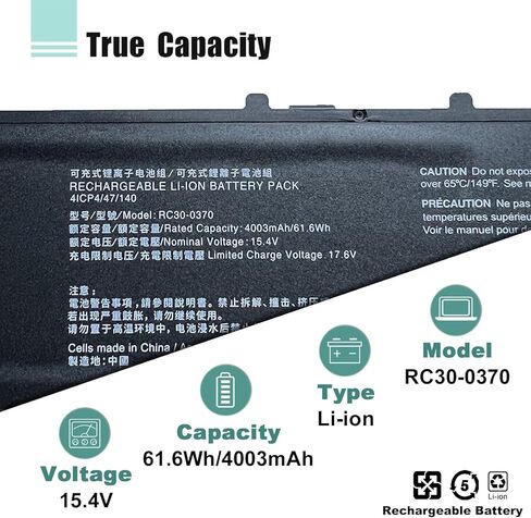 RC30-0423 Laptop Battery Compatible with Razer Blade 17 RTX 3080 Ti/Razer Blade 17 Early 2022 / Razer Blade Pro 17 RTX 3080 Series Laptop RZ09-0368 Battery 15.4V 82Wh/5329mAh 8-Cell in Saudi Arabia