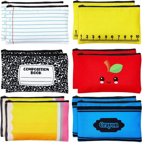 12PCS Back to School Makeup Bags Apple Notebook Cosmetic Bags Crayon Pencil Case Toiletry Travel Pouch Teacher Appreciation Gift for First Day of School Stationery Organizer Party Favors 7.1 x 4.3 In in Saudi Arabia