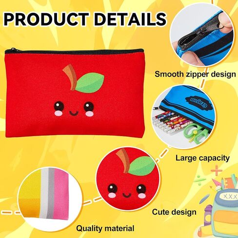 12PCS Back to School Makeup Bags Apple Notebook Cosmetic Bags Crayon Pencil Case Toiletry Travel Pouch Teacher Appreciation Gift for First Day of School Stationery Organizer Party Favors 7.1 x 4.3 In in Saudi Arabia