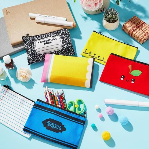 12PCS Back to School Makeup Bags Apple Notebook Cosmetic Bags Crayon Pencil Case Toiletry Travel Pouch Teacher Appreciation Gift for First Day of School Stationery Organizer Party Favors 7.1 x 4.3 In in Saudi Arabia