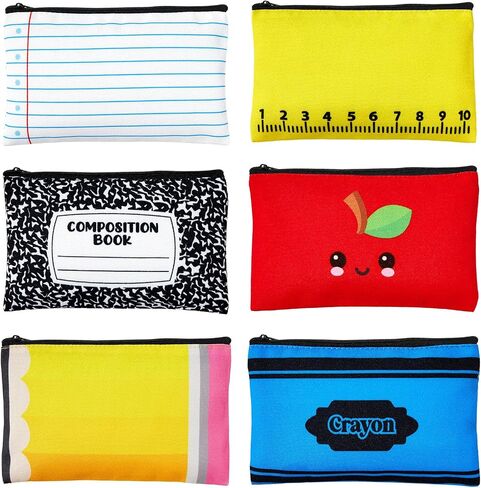 12PCS Back to School Makeup Bags Apple Notebook Cosmetic Bags Crayon Pencil Case Toiletry Travel Pouch Teacher Appreciation Gift for First Day of School Stationery Organizer Party Favors 7.1 x 4.3 In in Saudi Arabia