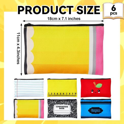 12PCS Back to School Makeup Bags Apple Notebook Cosmetic Bags Crayon Pencil Case Toiletry Travel Pouch Teacher Appreciation Gift for First Day of School Stationery Organizer Party Favors 7.1 x 4.3 In in Saudi Arabia
