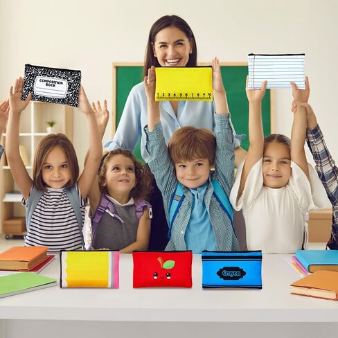 12PCS Back to School Makeup Bags Apple Notebook Cosmetic Bags Crayon Pencil Case Toiletry Travel Pouch Teacher Appreciation Gift for First Day of School Stationery Organizer Party Favors 7.1 x 4.3 In in Saudi Arabia