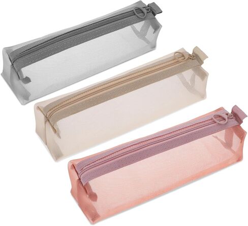 3Pcs Mesh Makeup Brush Bag, Small Makeup Pouch with Zipper Portable Clear Makeup Bags Small Mesh Zipper Pouch Mesh Cosmetic Bag for Home Office Travel Accessories Organizer in Saudi Arabia
