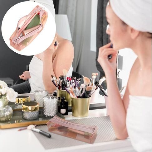 3Pcs Mesh Makeup Brush Bag, Small Makeup Pouch with Zipper Portable Clear Makeup Bags Small Mesh Zipper Pouch Mesh Cosmetic Bag for Home Office Travel Accessories Organizer in Saudi Arabia