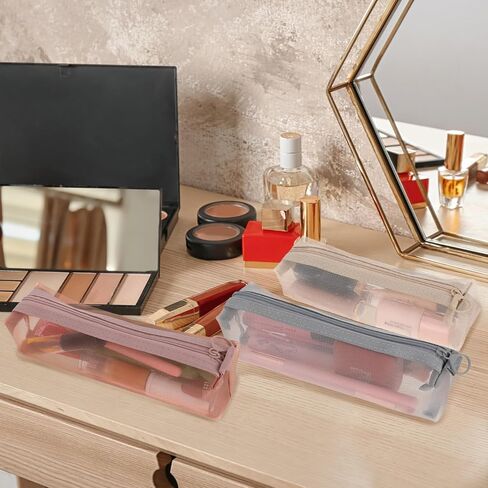 3Pcs Mesh Makeup Brush Bag, Small Makeup Pouch with Zipper Portable Clear Makeup Bags Small Mesh Zipper Pouch Mesh Cosmetic Bag for Home Office Travel Accessories Organizer in Saudi Arabia