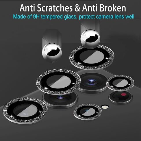 Compatible with Samsung Galaxy S24 Ultra Camera Lens Protector Glitter, S24 Ultra Camera Protector Bling, Camera Cover, Sparkle Ring Clear Tempered Glass, Case Friendly, (Silver) in Saudi Arabia