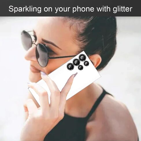 Compatible with Samsung Galaxy S24 Ultra Camera Lens Protector Glitter, S24 Ultra Camera Protector Bling, Camera Cover, Sparkle Ring Clear Tempered Glass, Case Friendly, (Silver) in Saudi Arabia