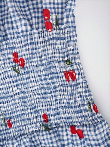 SweatyRocks Women's Gingham Tie Shoulder Frill Shirred Blouse Summer Sleeveless Ruffle Smocked Tops in Saudi Arabia