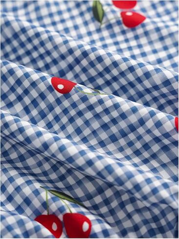 SweatyRocks Women's Gingham Tie Shoulder Frill Shirred Blouse Summer Sleeveless Ruffle Smocked Tops in Saudi Arabia