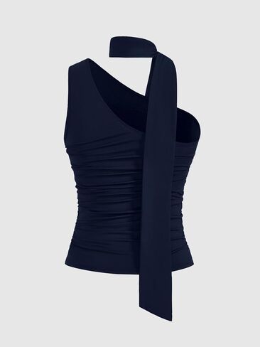 Milumia Women Y2K Out Out Club Rave Halter Drivf Top Shirt Ruchedless Off One Shouler Tank Top Top in Kuwait