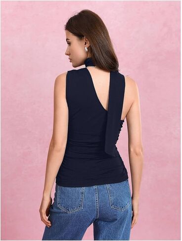 Milumia Women Y2K Out Out Club Rave Halter Drivf Top Shirt Ruchedless Off One Shouler Tank Top Top in Kuwait
