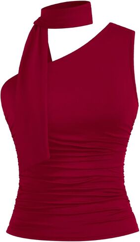 Milumia Women Y2K Out Out Club Rave Halter Drivf Top Shirt Ruchedless Off One Shouler Tank Top Top in Kuwait