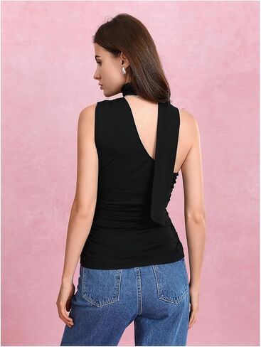 Milumia Women Y2K Out Out Club Rave Halter Drivf Top Shirt Ruchedless Off One Shouler Tank Top Top in Kuwait