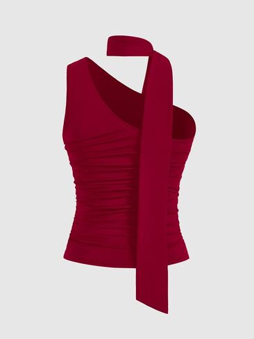 Milumia Women Y2K Out Out Club Rave Halter Drivf Top Shirt Ruchedless Off One Shouler Tank Top Top in Kuwait
