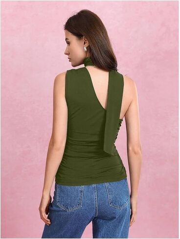 Milumia Women Y2K Out Out Club Rave Halter Drivf Top Shirt Ruchedless Off One Shouler Tank Top Top in Saudi Arabia