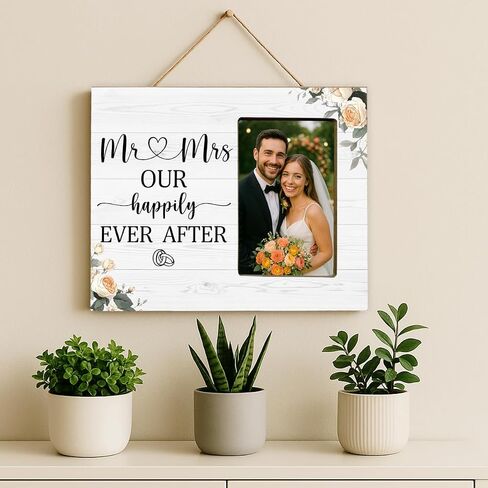 Wedding Gifts Picture Frame for Newlyweds Engagement Bridal Shower, Mr & Mrs Wedding Picture Frame for Bride Groom in Kuwait