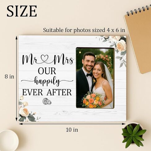 Wedding Gifts Picture Frame for Newlyweds Engagement Bridal Shower, Mr & Mrs Wedding Picture Frame for Bride Groom in Kuwait