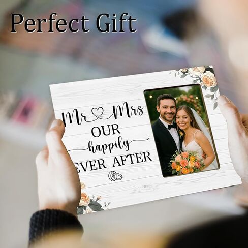 Wedding Gifts Picture Frame for Newlyweds Engagement Bridal Shower, Mr & Mrs Wedding Picture Frame for Bride Groom in Kuwait