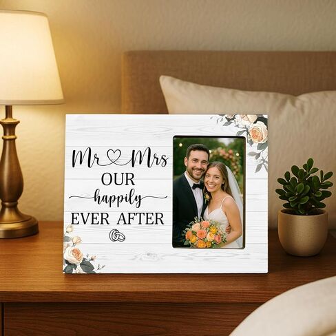 Wedding Gifts Picture Frame for Newlyweds Engagement Bridal Shower, Mr & Mrs Wedding Picture Frame for Bride Groom in Kuwait
