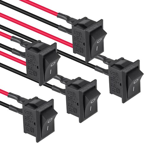 5pcs Mini Rocker Switch KCD1-101 T85 2 PIN SPST تبديل التبديل مع الأسلاك 12V للسيارات RV 2 PIN 120V Wired KCD1 in Kuwait