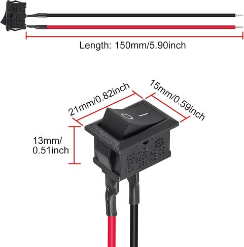 5pcs Mini Rocker Switch KCD1-101 T85 2 PIN SPST تبديل التبديل مع الأسلاك 12V للسيارات RV 2 PIN 120V Wired KCD1 in Kuwait
