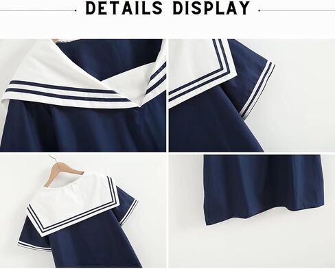 BAIMORE Women‘s Fashion Navy Collar Blouse Bow Knot Short Sleeve Striped Summer Casual Loose Shirt in Kuwait